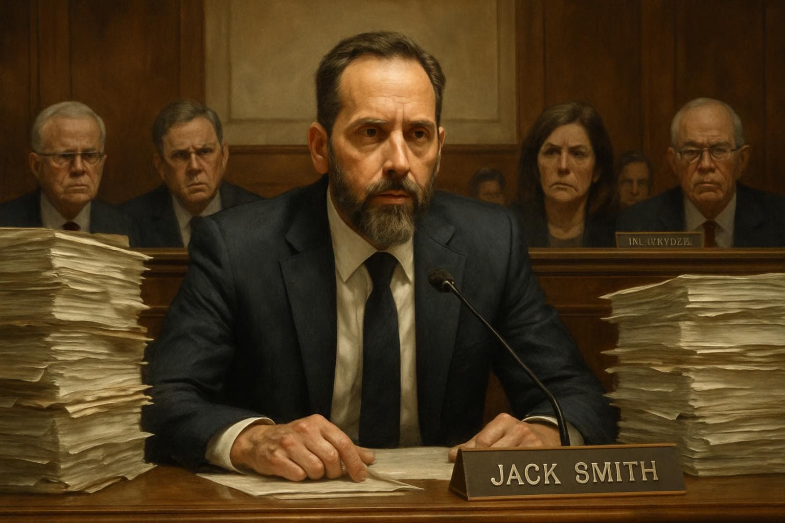 Jack Smith in courtroom defending prosecution of Donald Trump