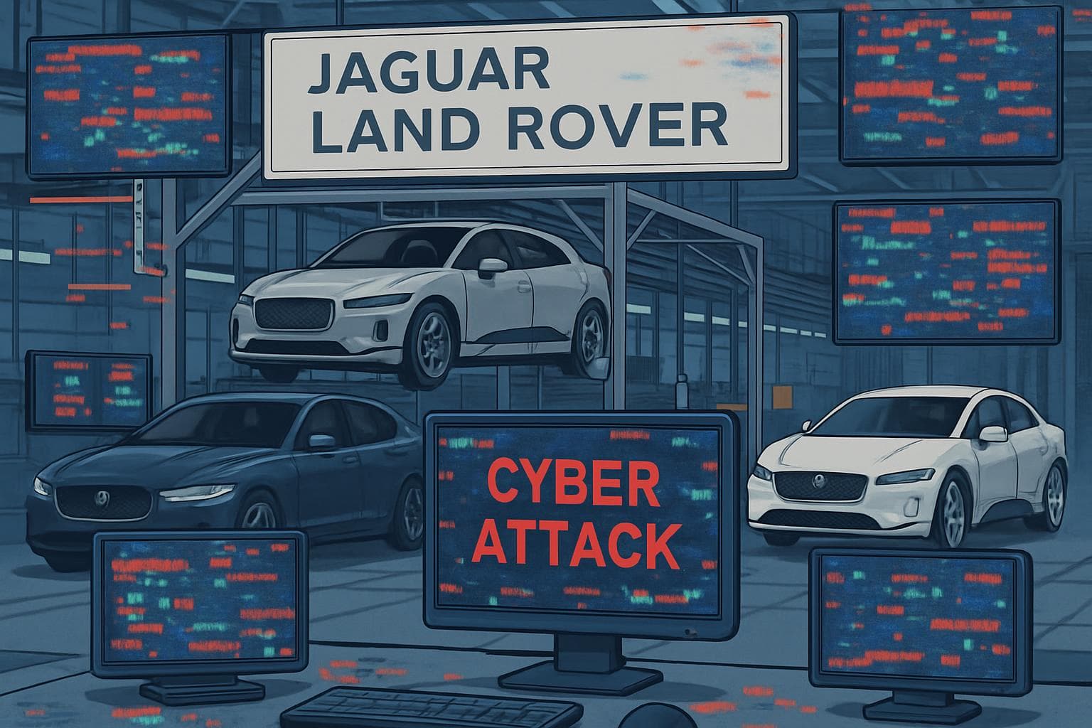 Jaguar Land Rover factory with glitching screens