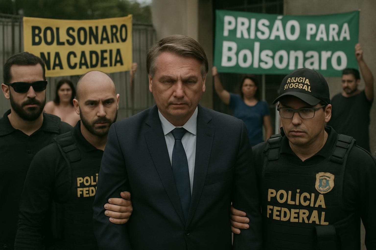 Jair Bolsonaro escorted by officers to jail in Brasília
