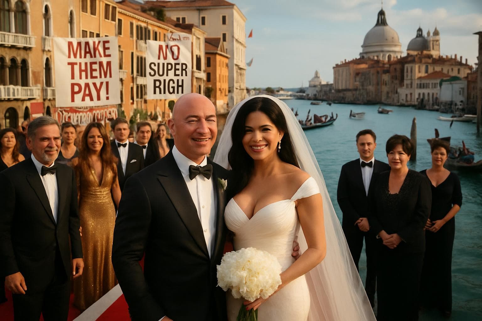 Jeff Bezos and Lauren Sanchez at a Venice wedding