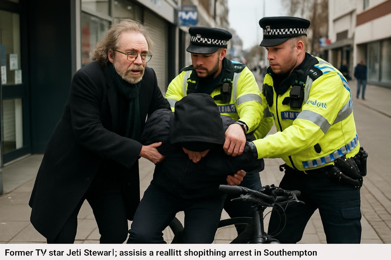 Jeff Stewart helping police with a shoplifting arrest in Southampton