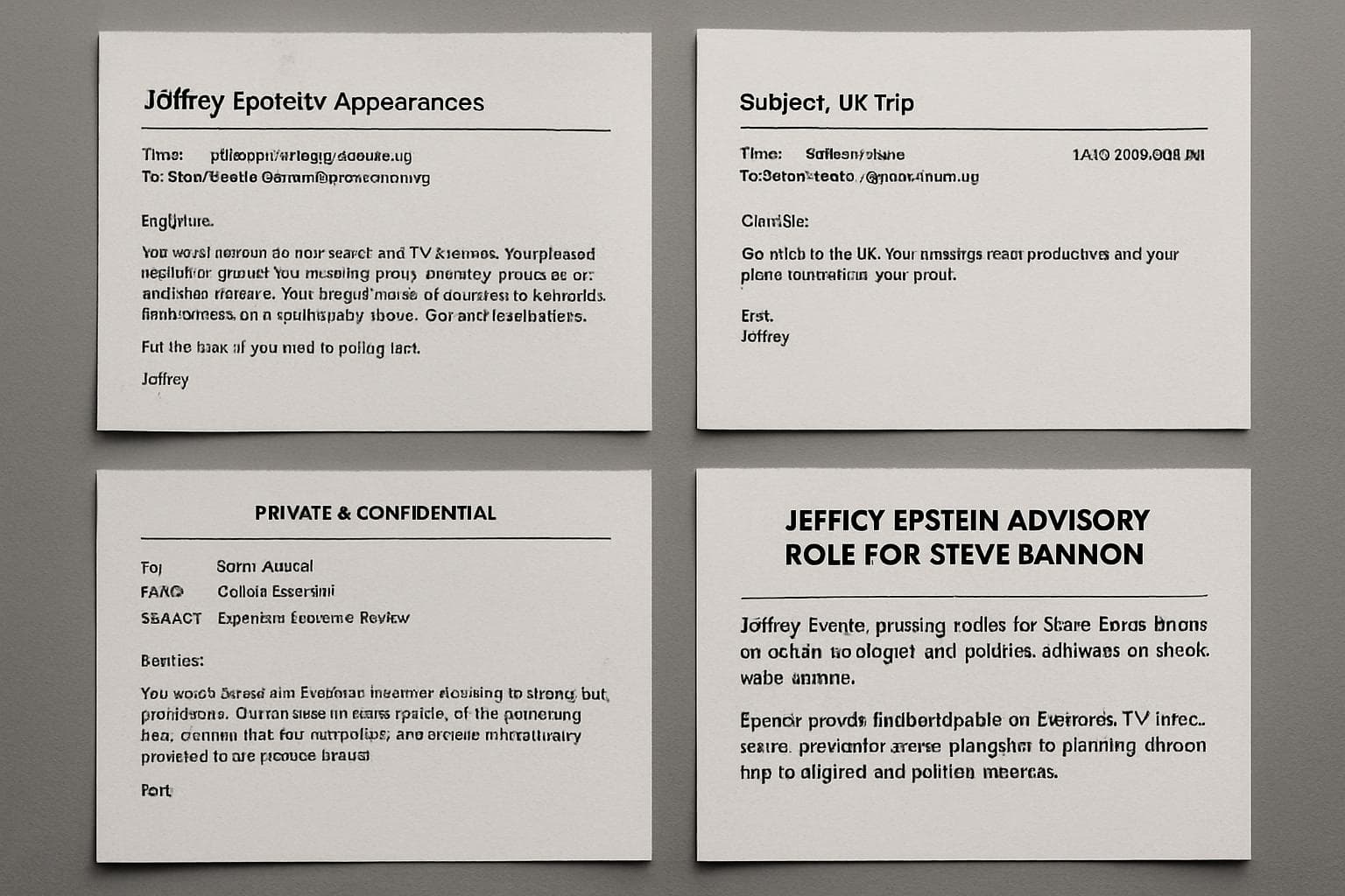 Digital documents detailing Jeffrey Epstein's advisory role for Steve Bannon