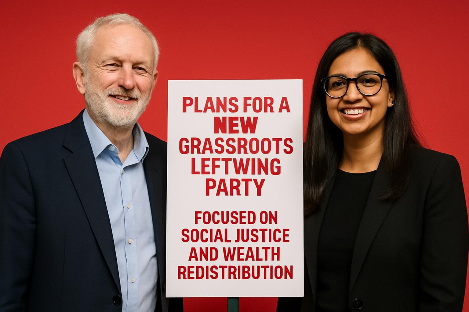 Jeremy Corbyn and Zarah Sultana unveiling new political party