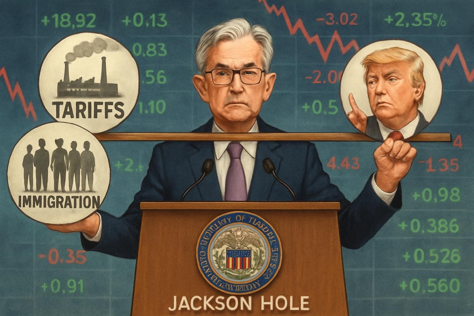 Jerome Powell at podium during Jackson Hole symposium