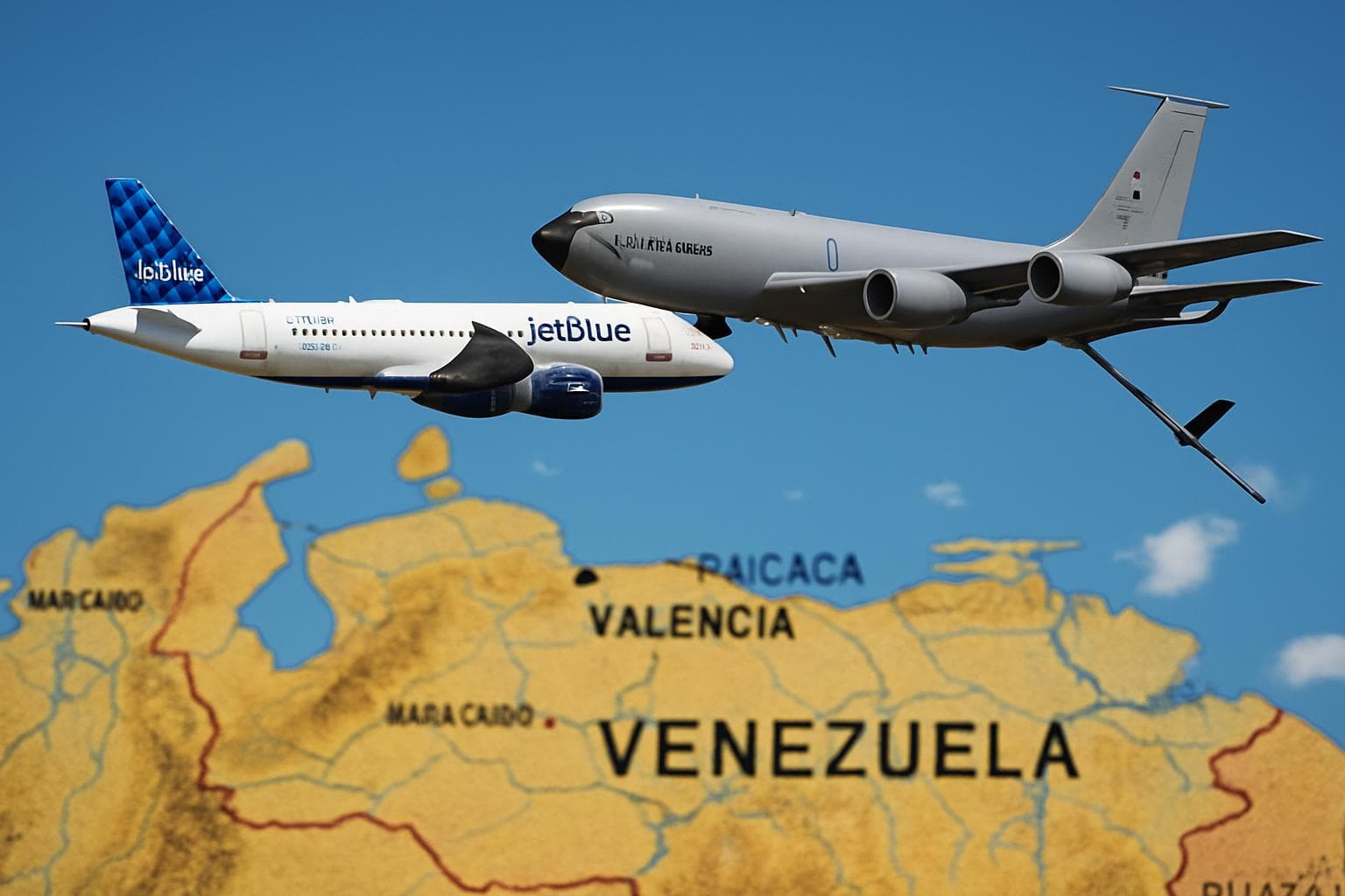 JetBlue airplane near-miss with US Air Force tanker in Venezuela