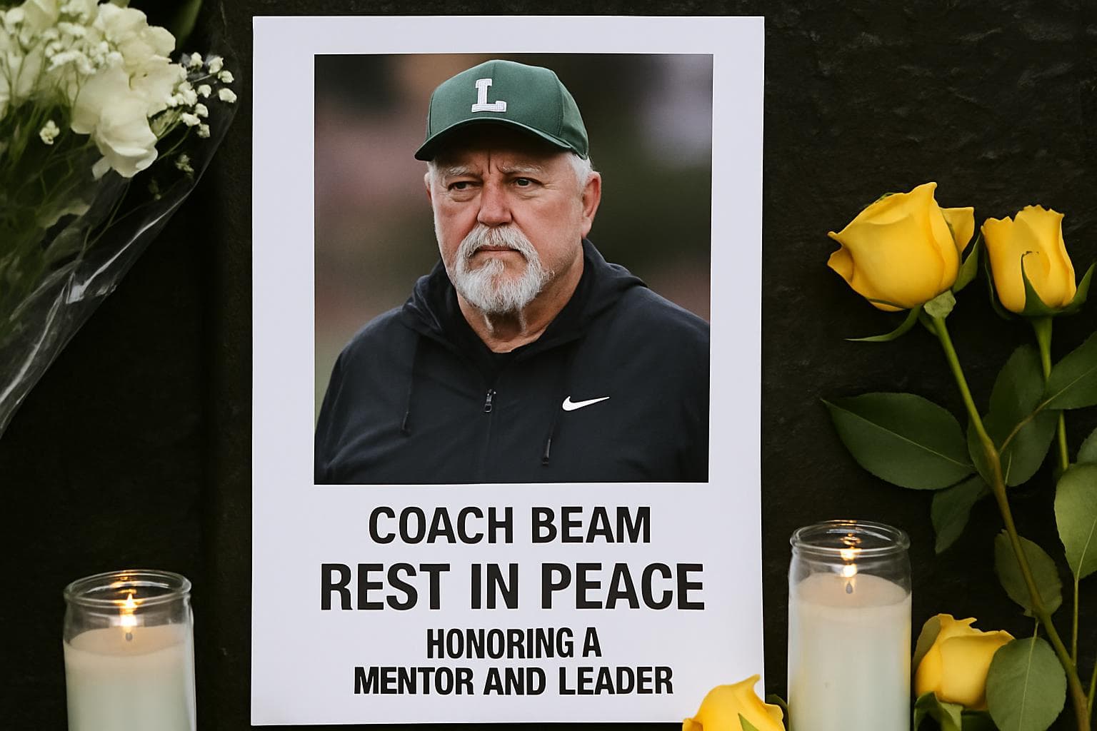 John Beam memorial with flowers at Laney College