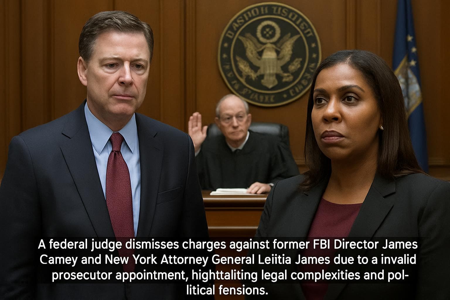 Federal judge dismisses charges against James Comey and Letitia James