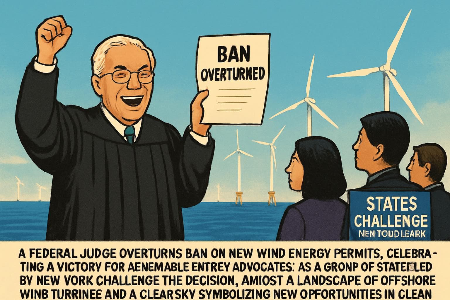 Offshore wind turbines under a clear sky