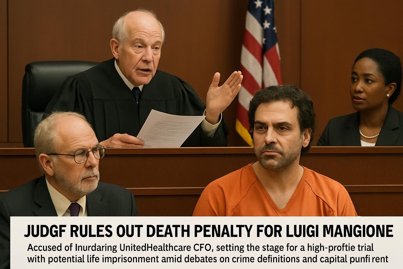 Judge in courtroom ruling out death penalty for Luigi Mangione