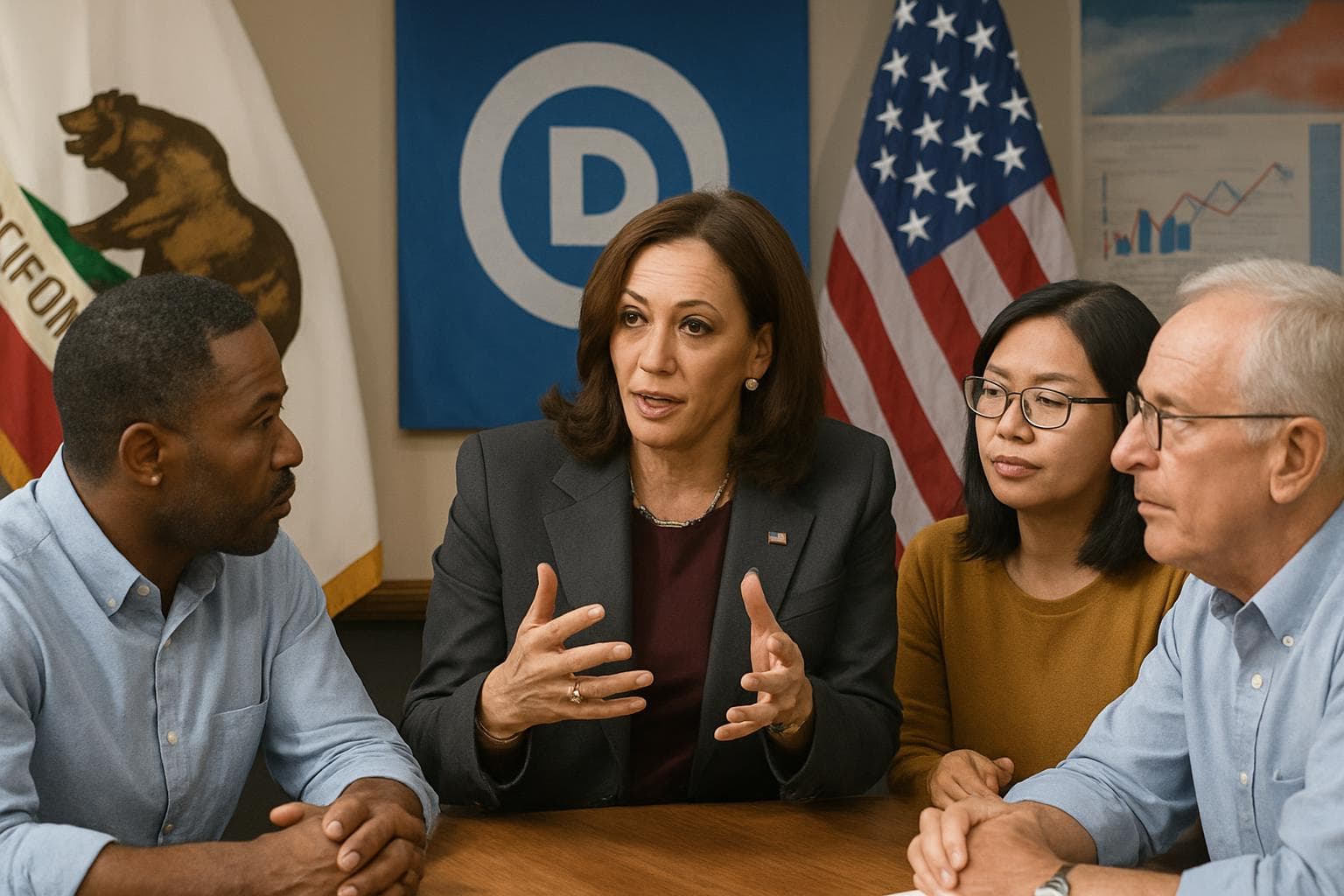 Kamala Harris in discussions with Democratic supporters
