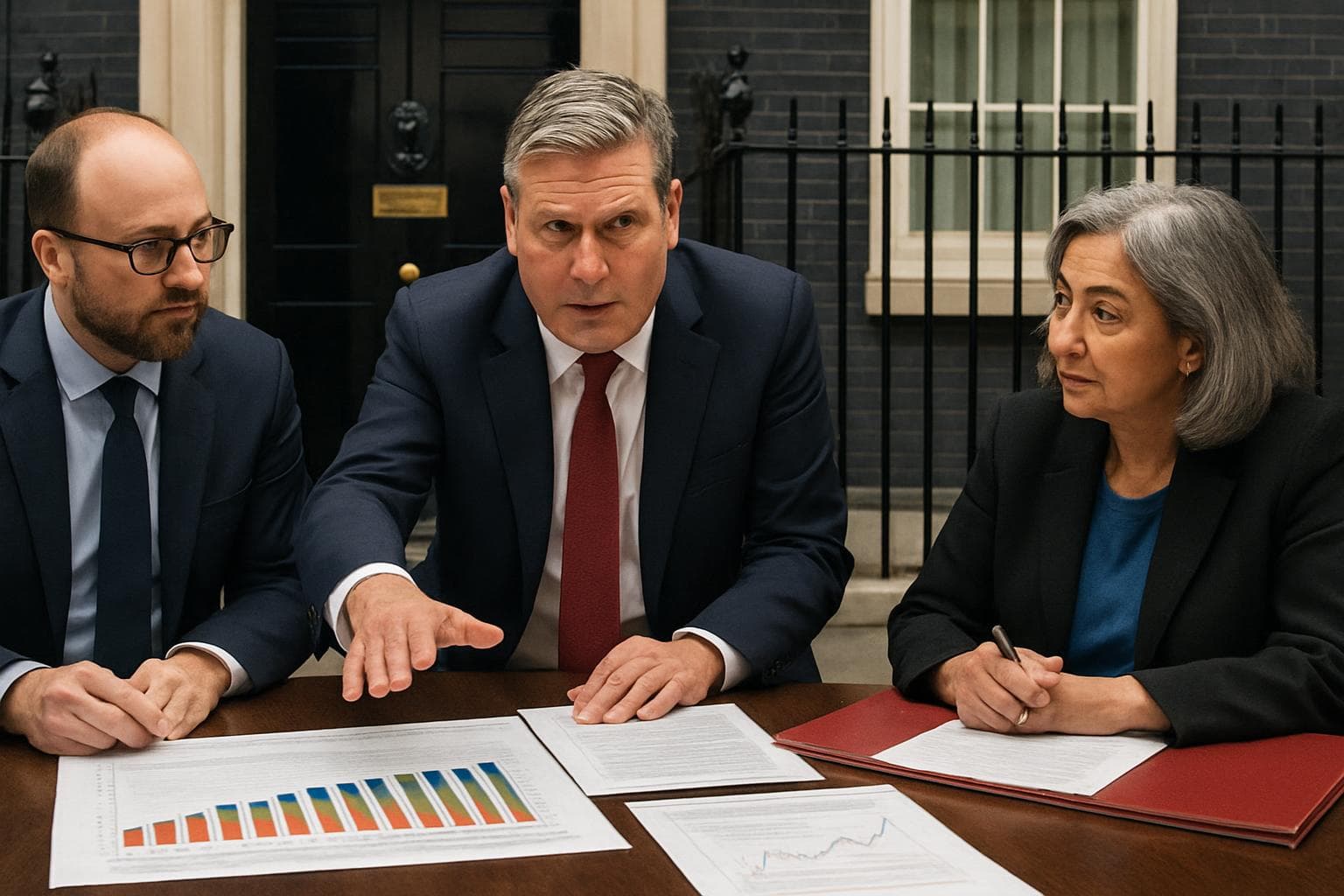 UK Prime Minister Keir Starmer with team in Downing Street
