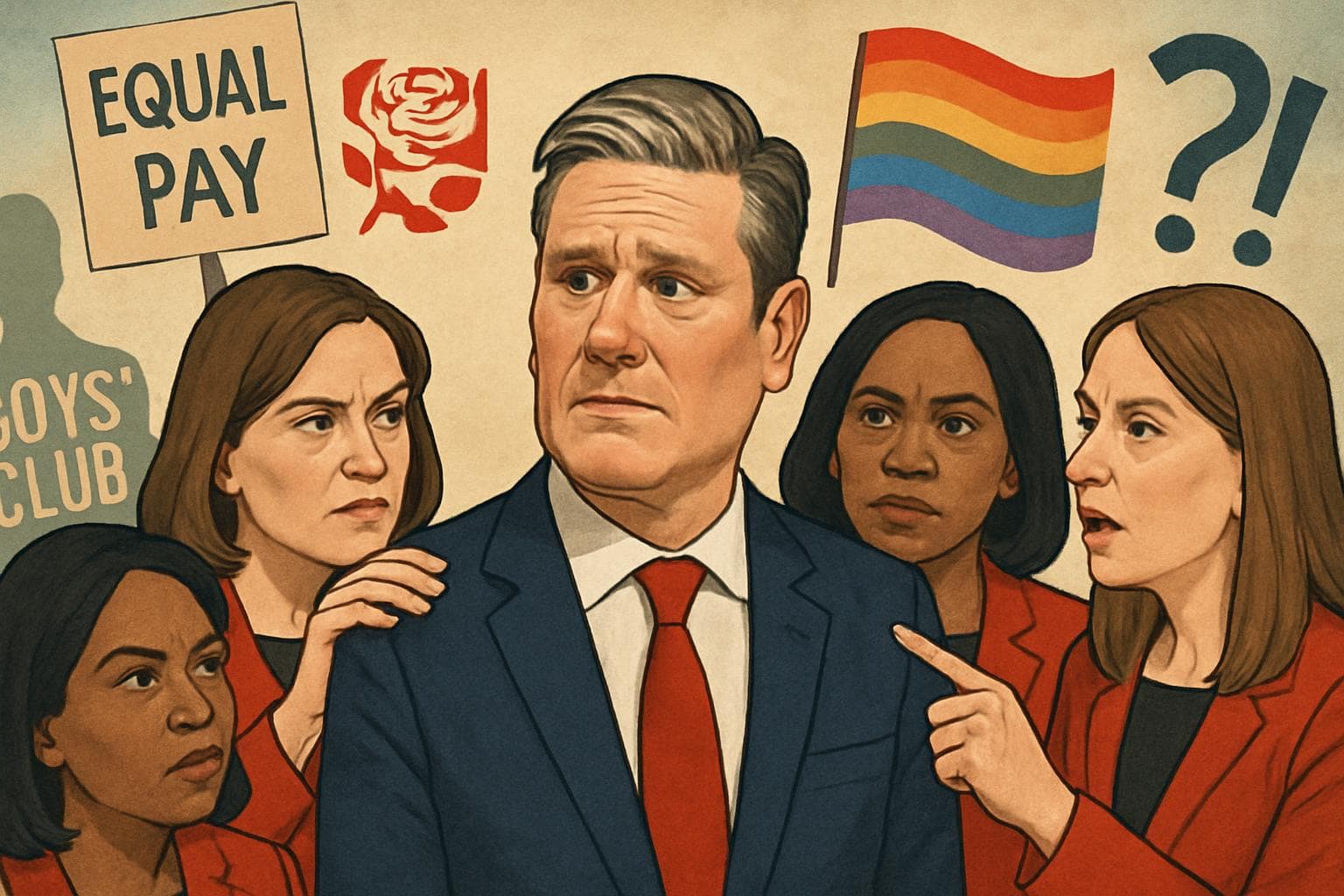Keir Starmer with female Labour MPs and cultural icons