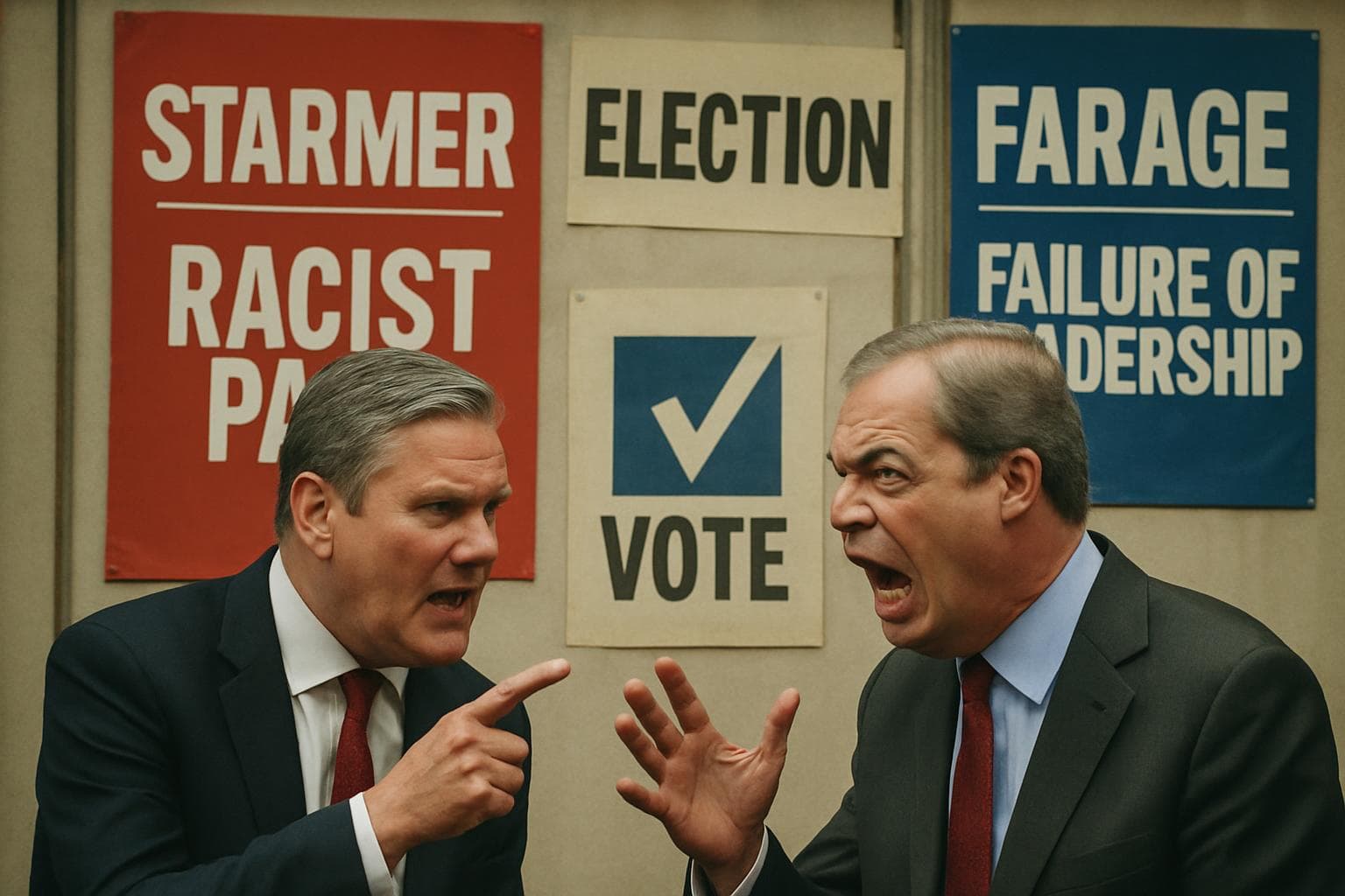 Keir Starmer and Nigel Farage in a heated debate