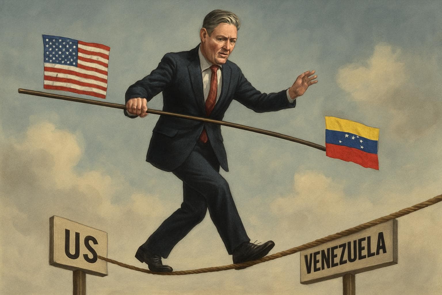 UK Prime Minister Keir Starmer walking a tightrope