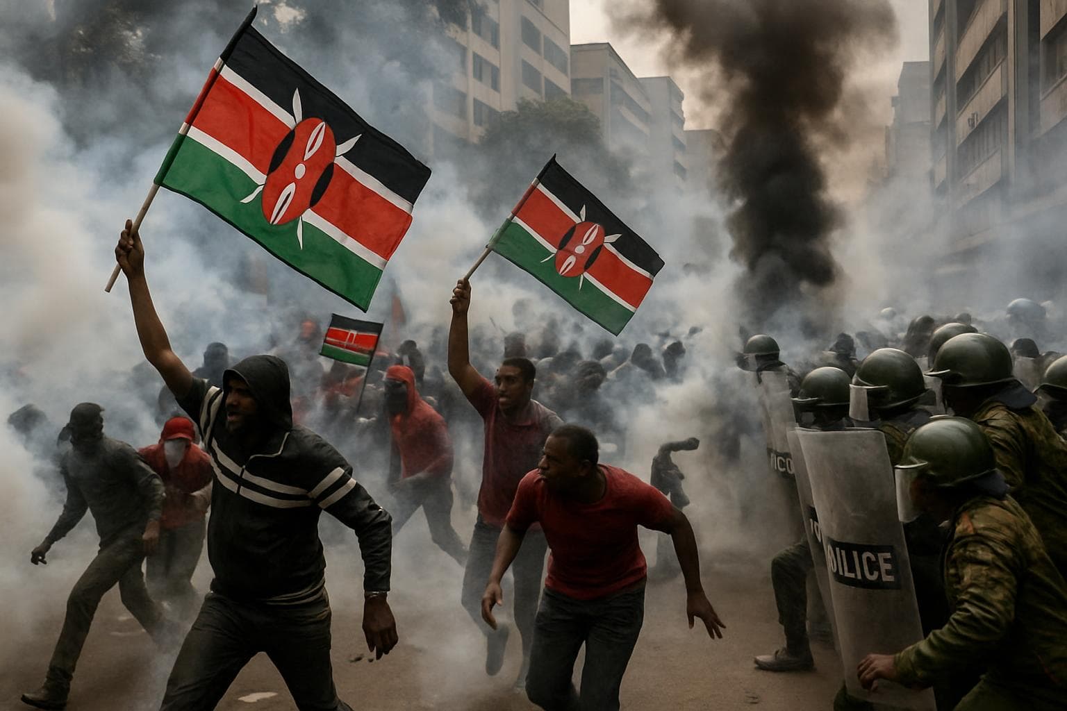 Protesters clash with police amid tear gas in Kenya streets