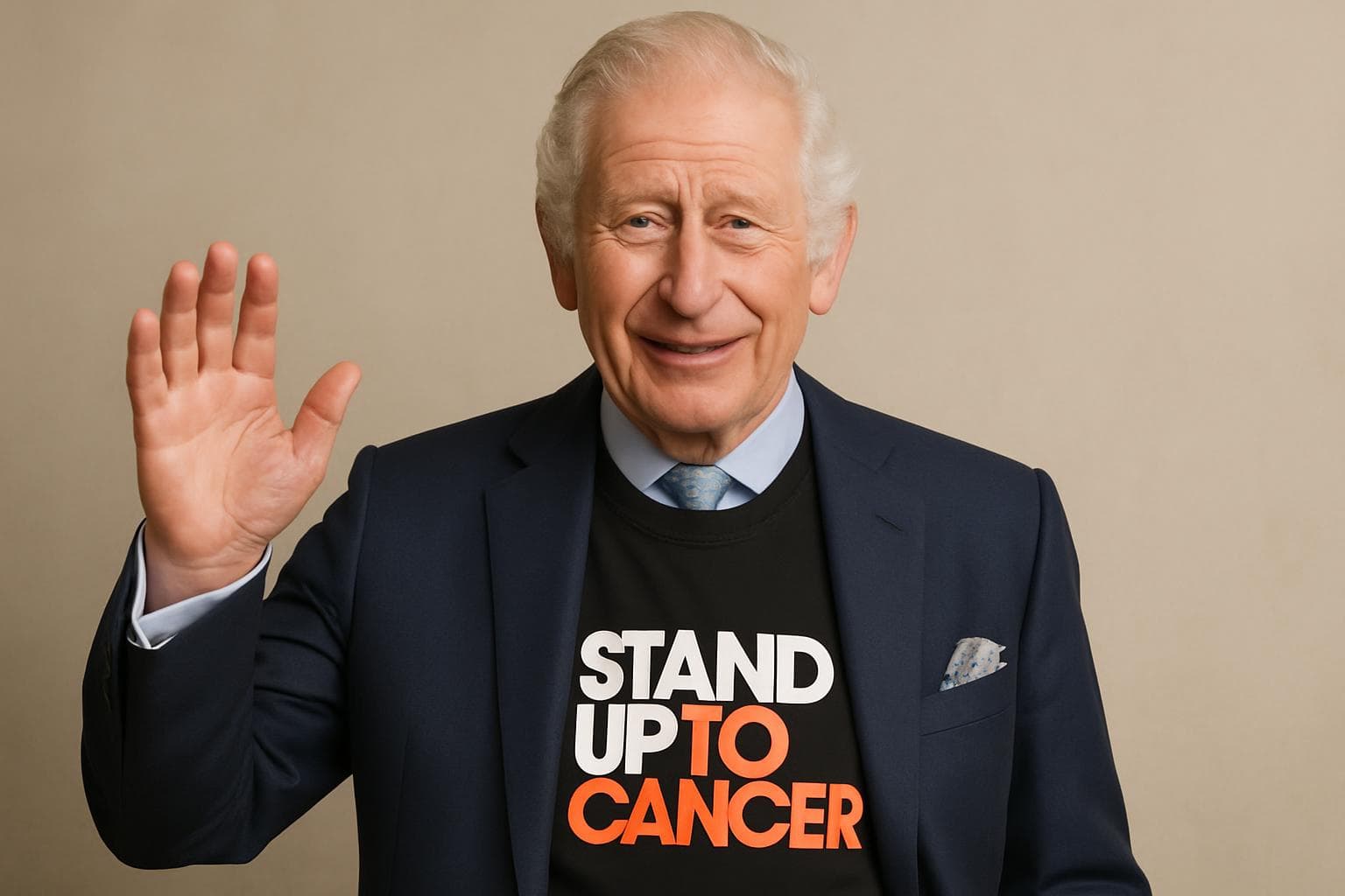 King Charles speaking about cancer treatment progress