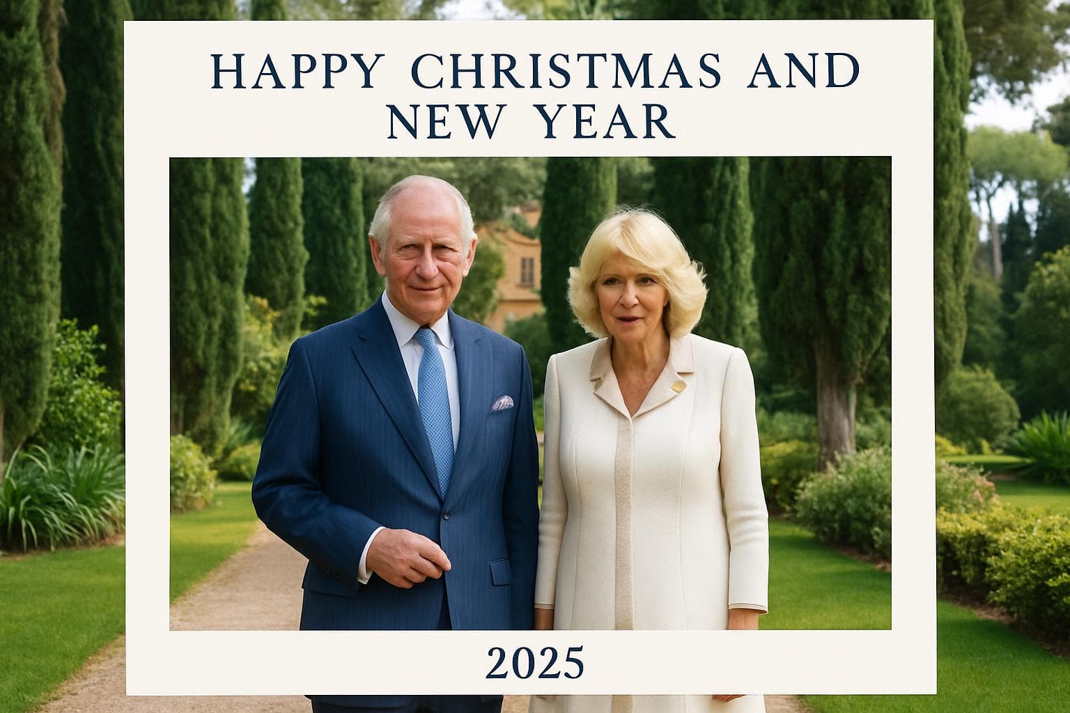 King Charles and Queen Camilla in Villa Wolkonsky gardens