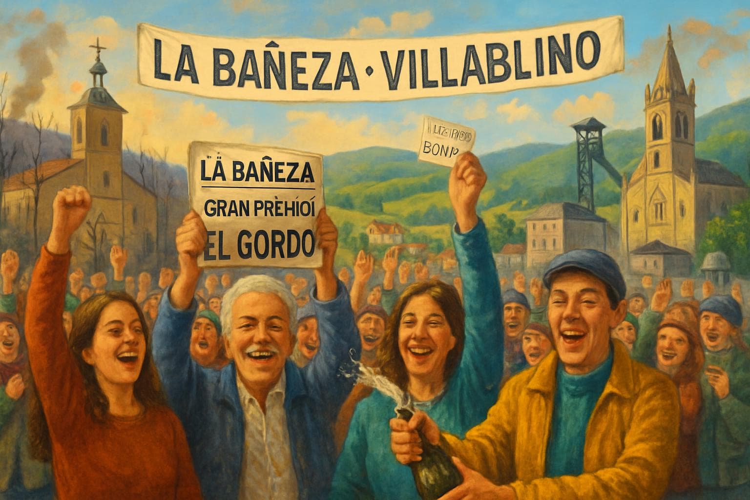 Celebration in La Bañeza and Villablino after lottery win