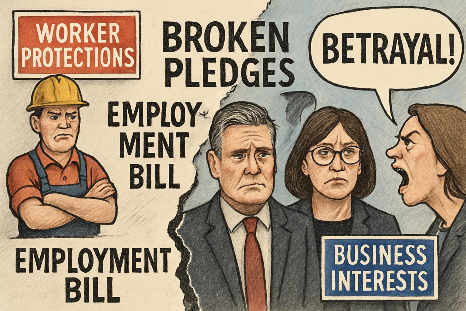 Labour Party leaders with broken pledges backdrop