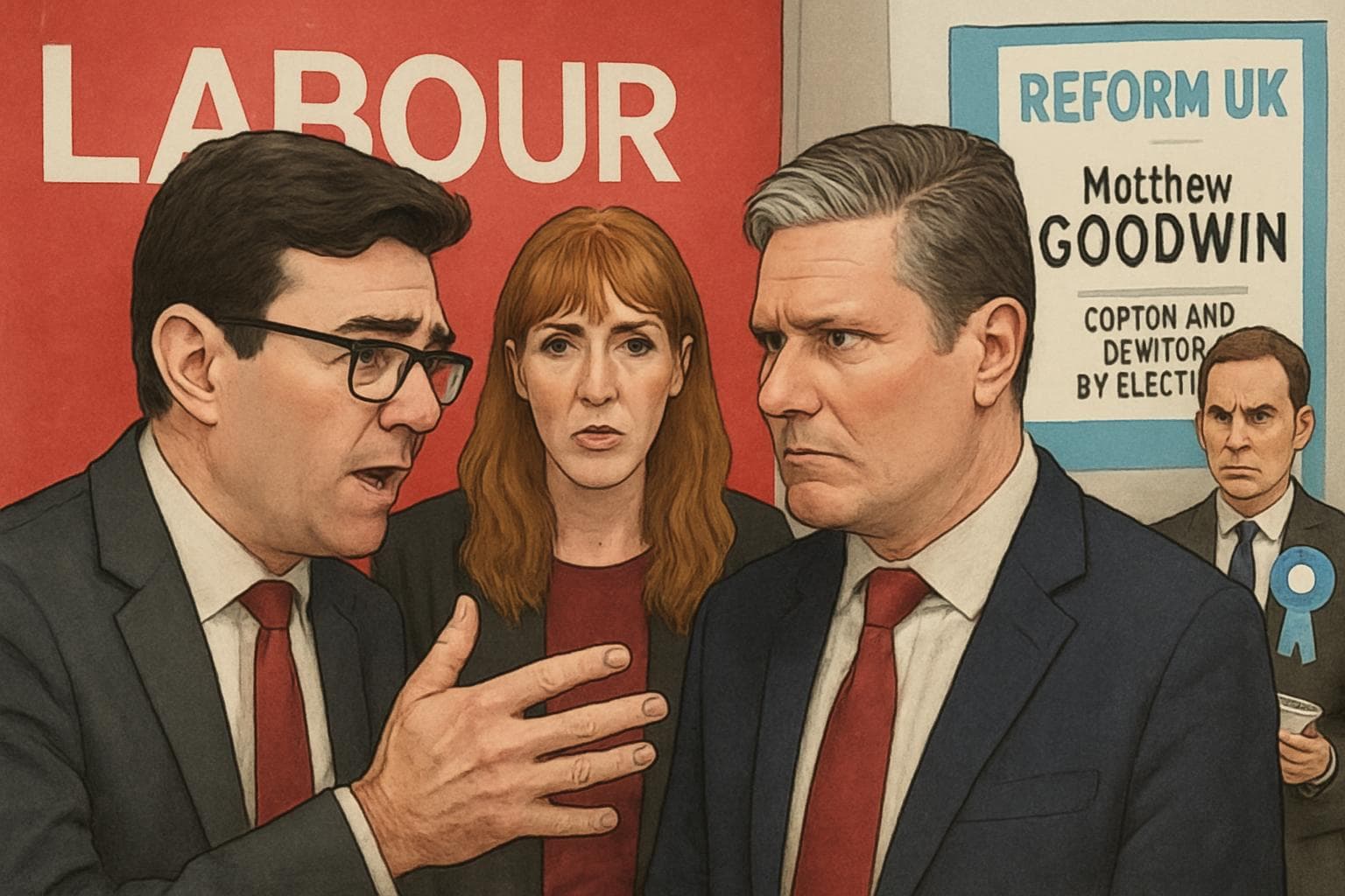 Andy Burnham and Keir Starmer in a tense discussion