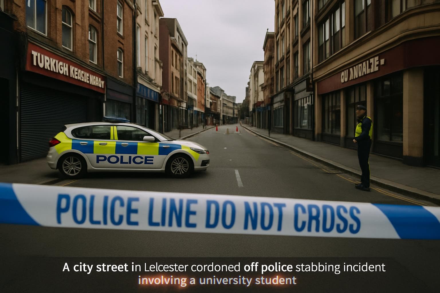 Leicester street cordoned off with police tape after stabbing