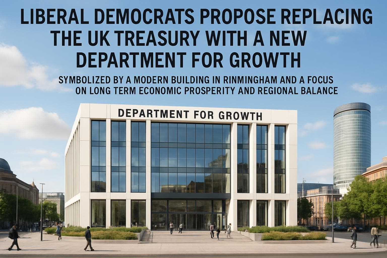 Modern building in Birmingham symbolizing new UK Department for Growth