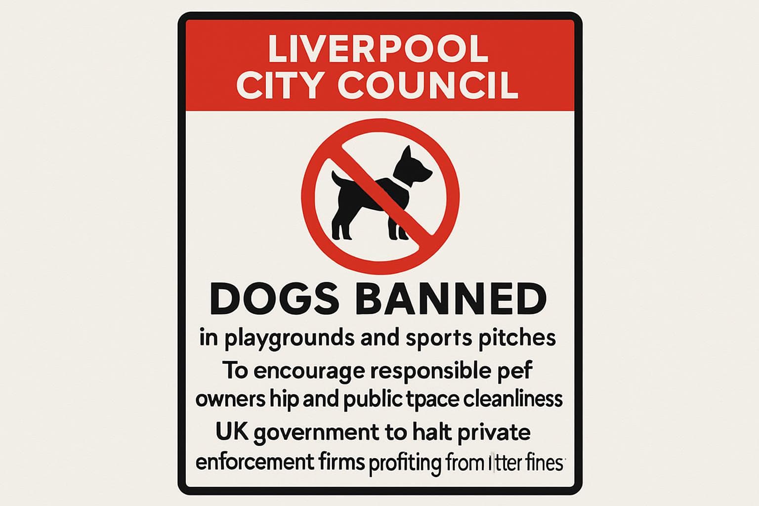 Liverpool park sign banning dogs from playground