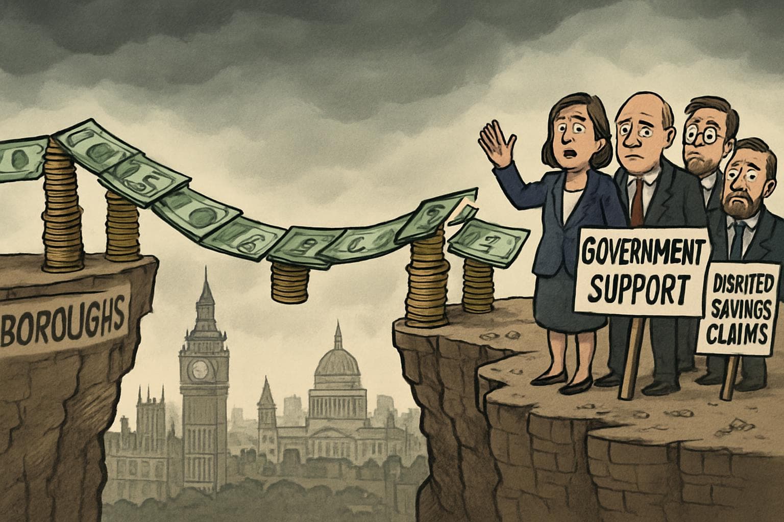 Fragile bridge of money over London's boroughs