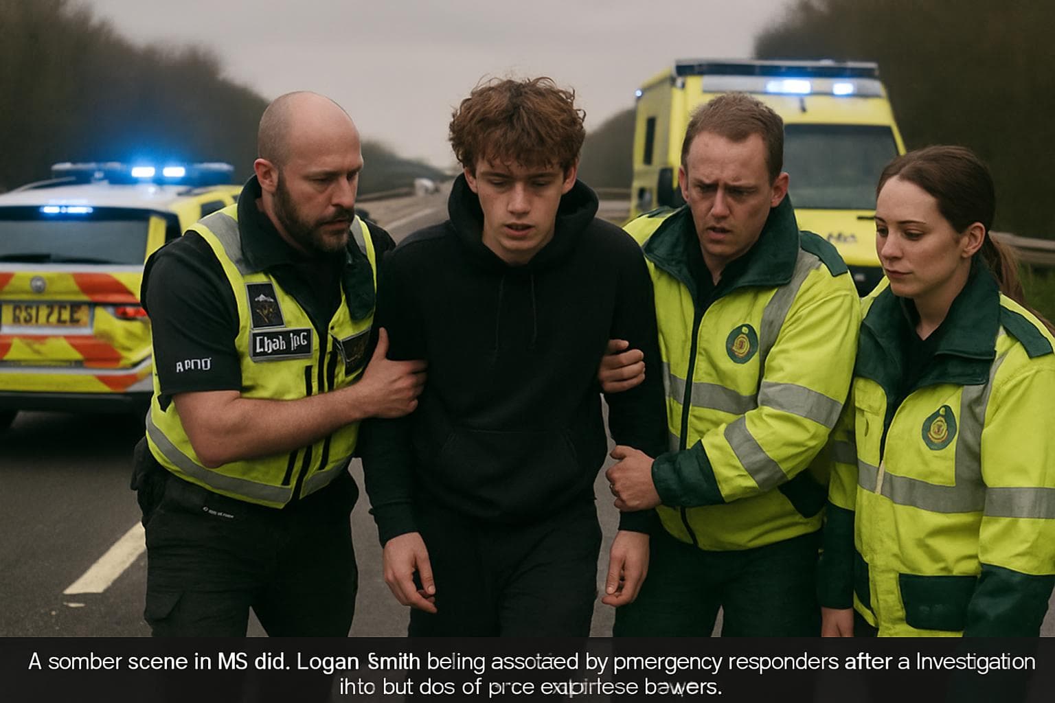 Emergency responders assist Logan Smith on M5 motorway