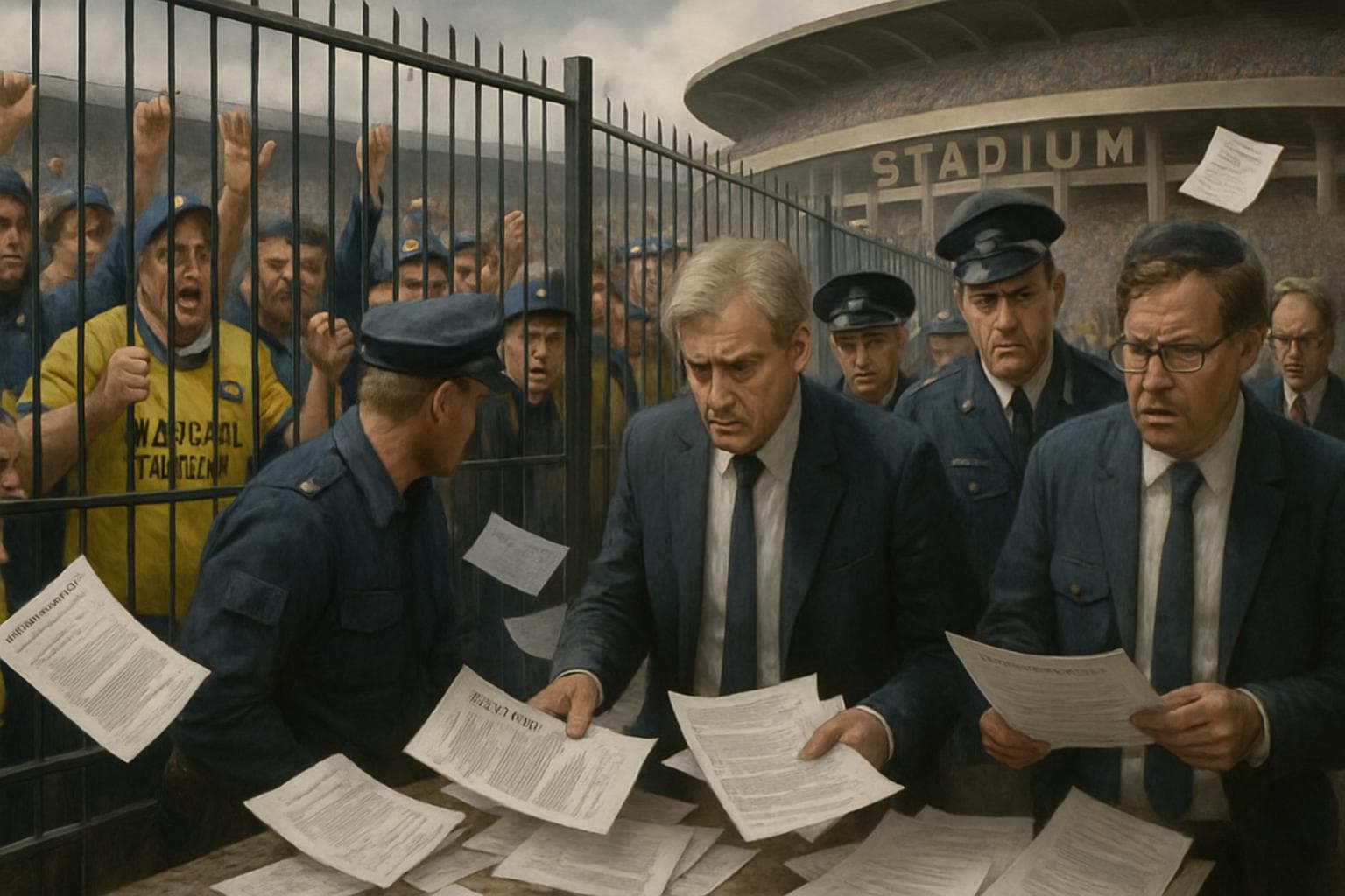 Maccabi Tel Aviv fans barred outside a European football stadium.
