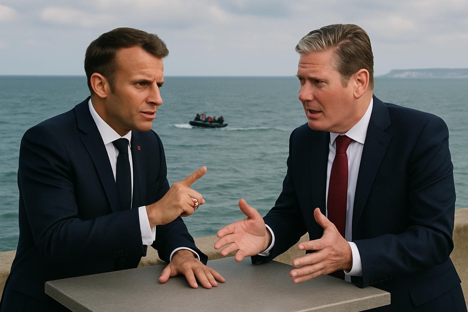 Macron and Starmer in negotiations by the English Channel