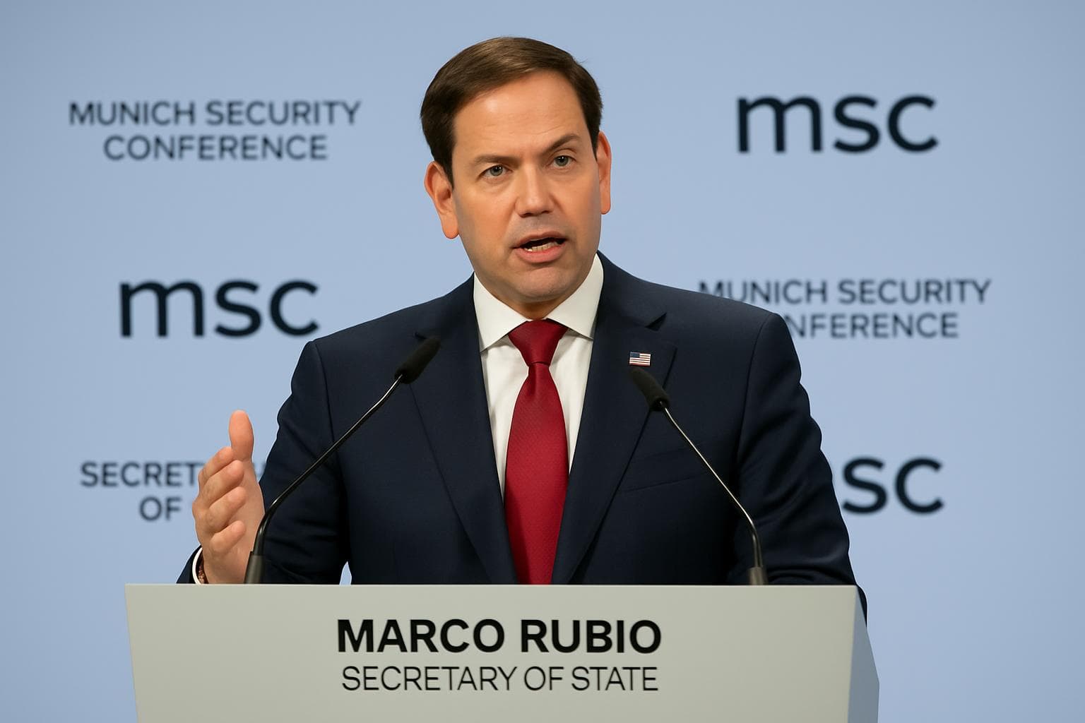 Marco Rubio speaking at the Munich Security Conference