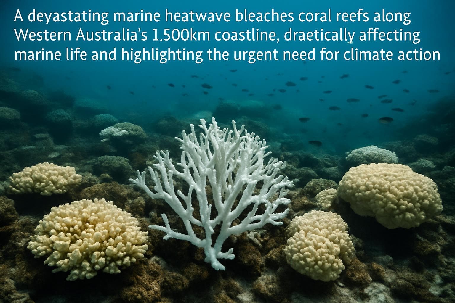 Bleached coral reefs along Western Australia's coastline