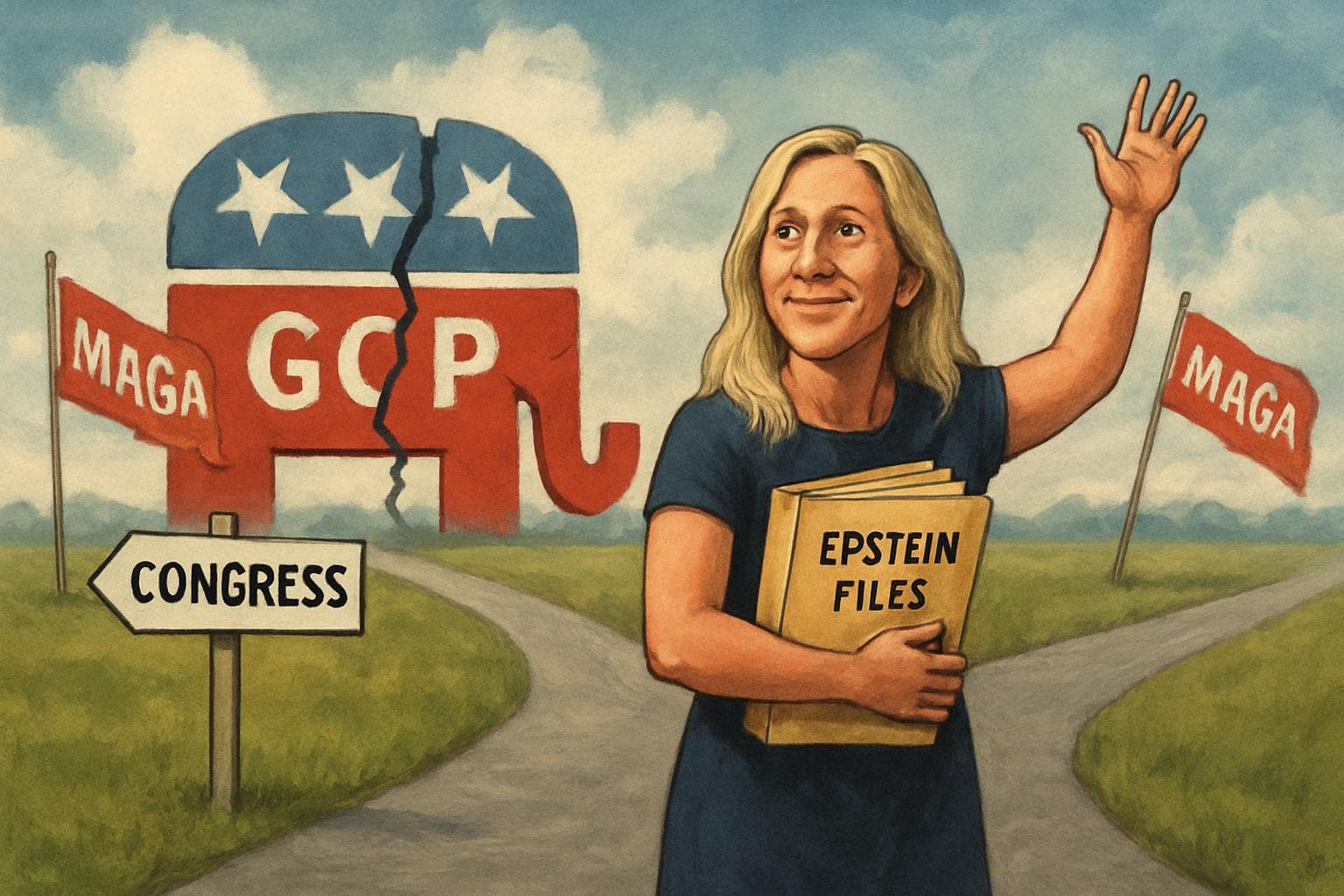 Marjorie Taylor Greene at crossroads with Epstein files and GOP symbols