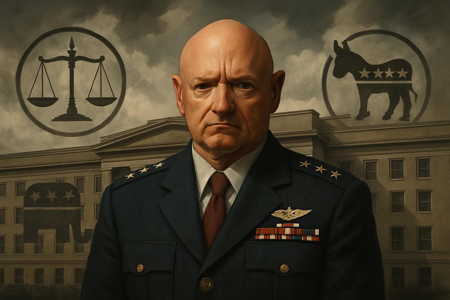 Retired Navy Captain Mark Kelly in front of the Pentagon