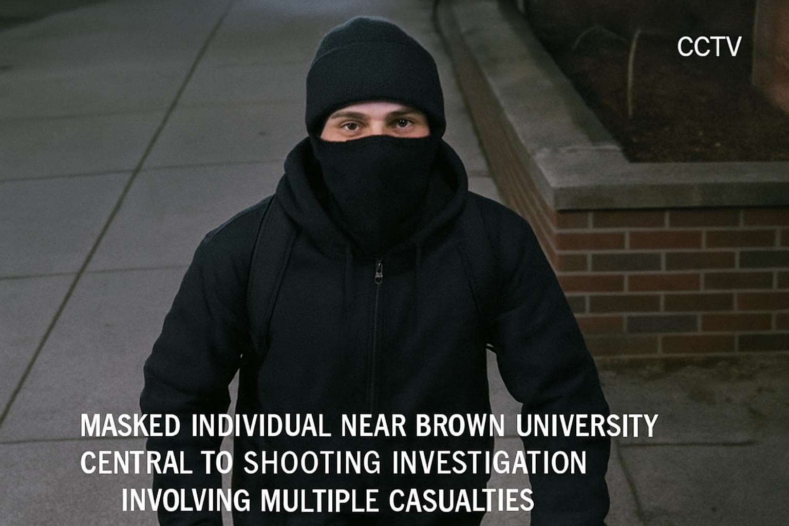 Masked person in dark clothing on CCTV near Brown University