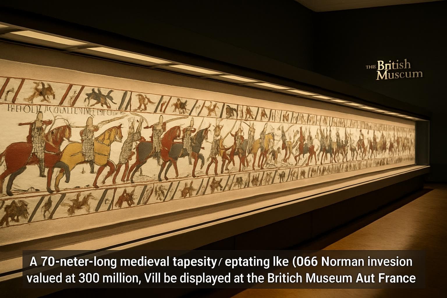 Medieval tapestry of 1066 Norman invasion displayed