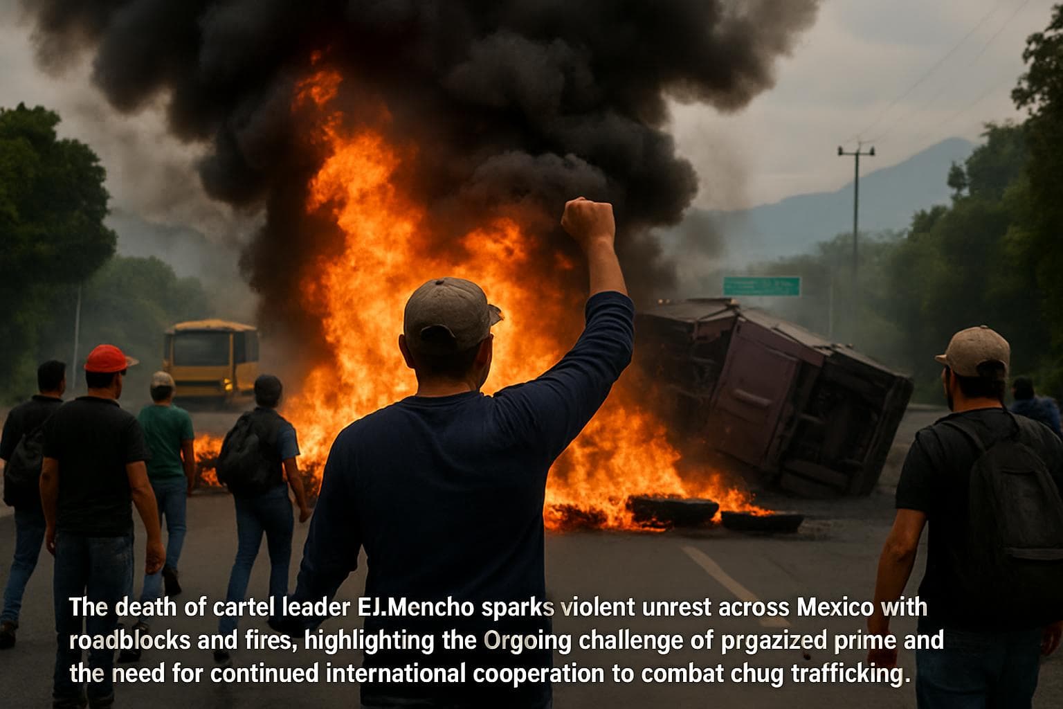 Roadblocks and fires in Mexico after cartel leader's death