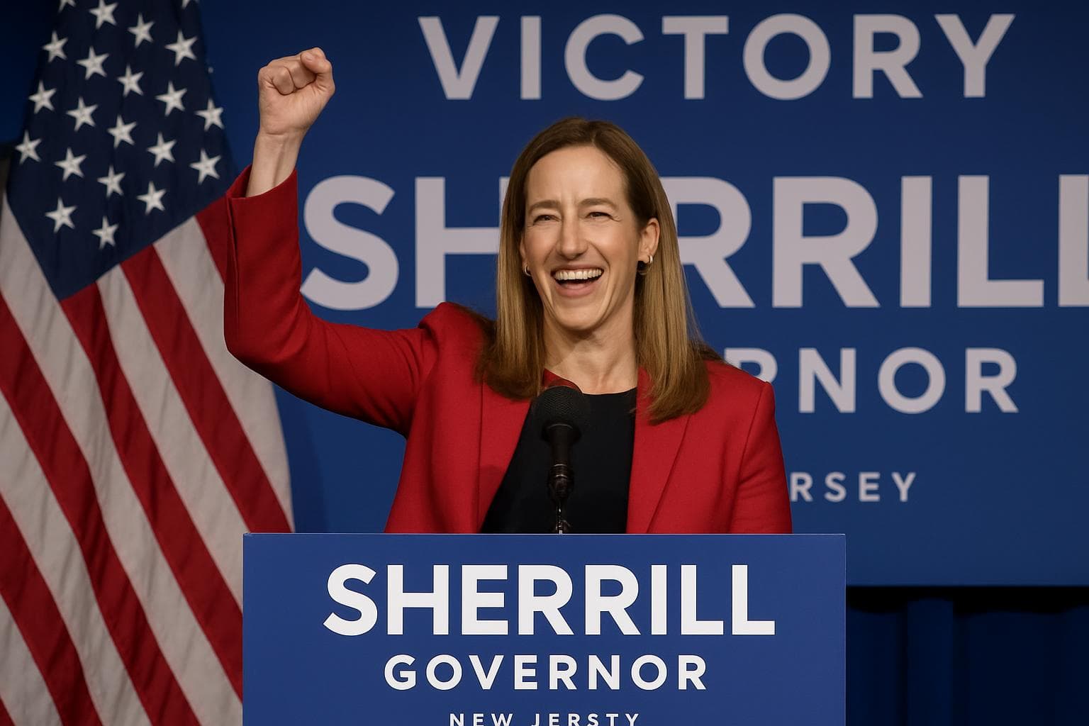 Mikie Sherrill celebrating her victory as New Jersey governor