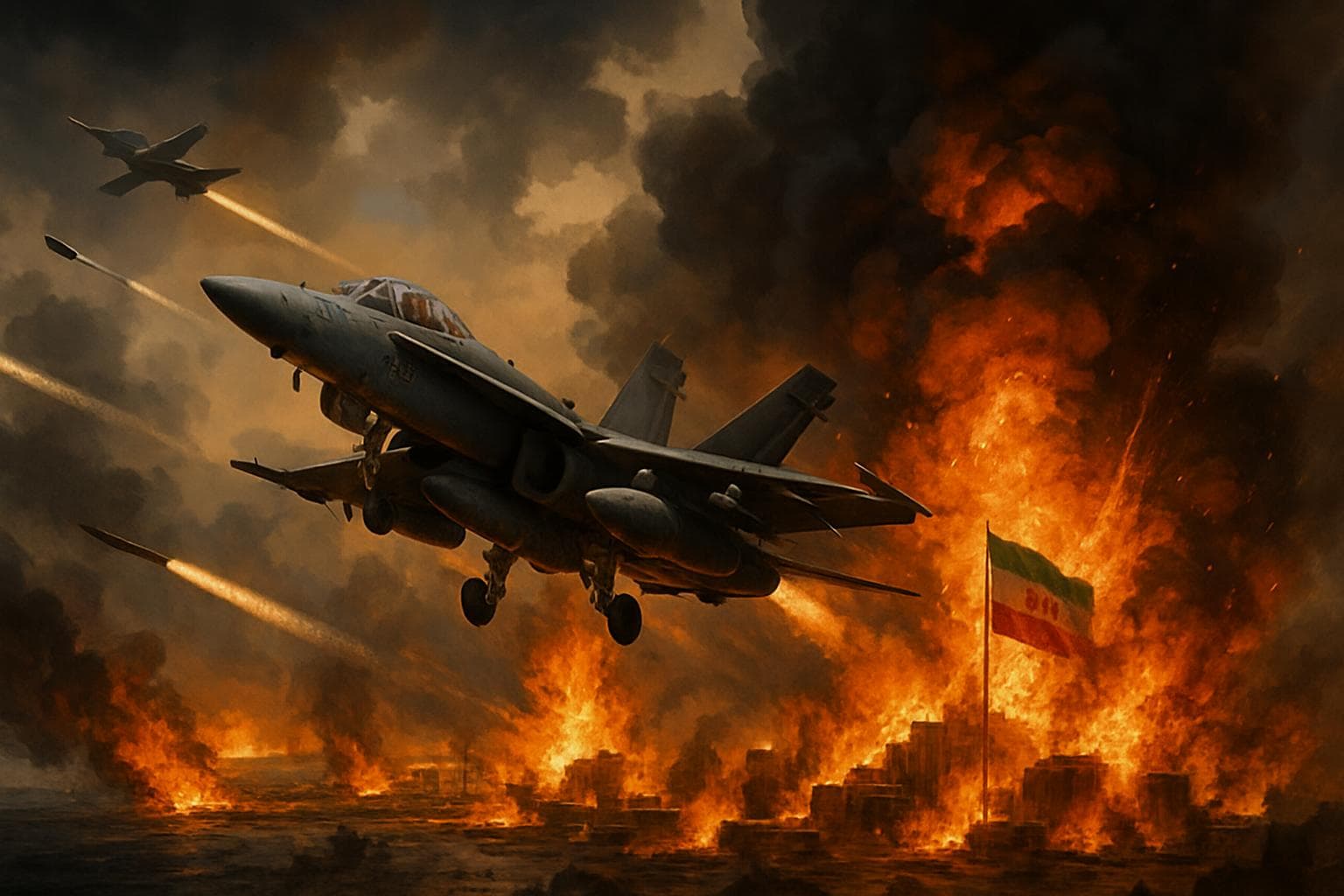 Military aircraft launching strikes on Iranian facilities