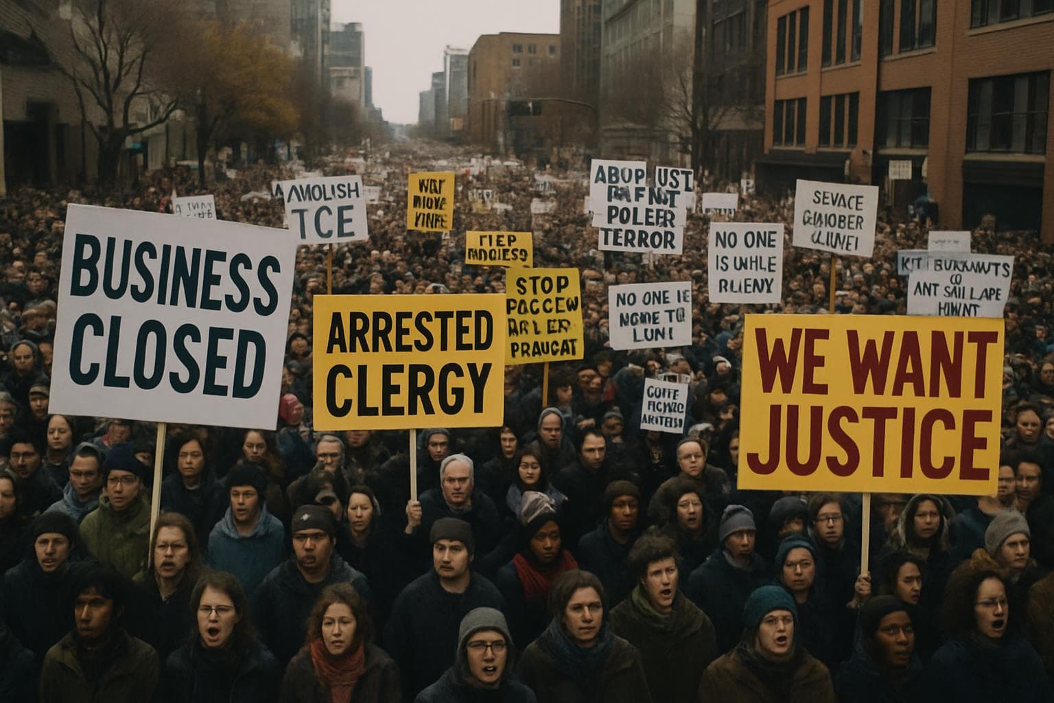 Large crowd protesting ICE operations in Minnesota