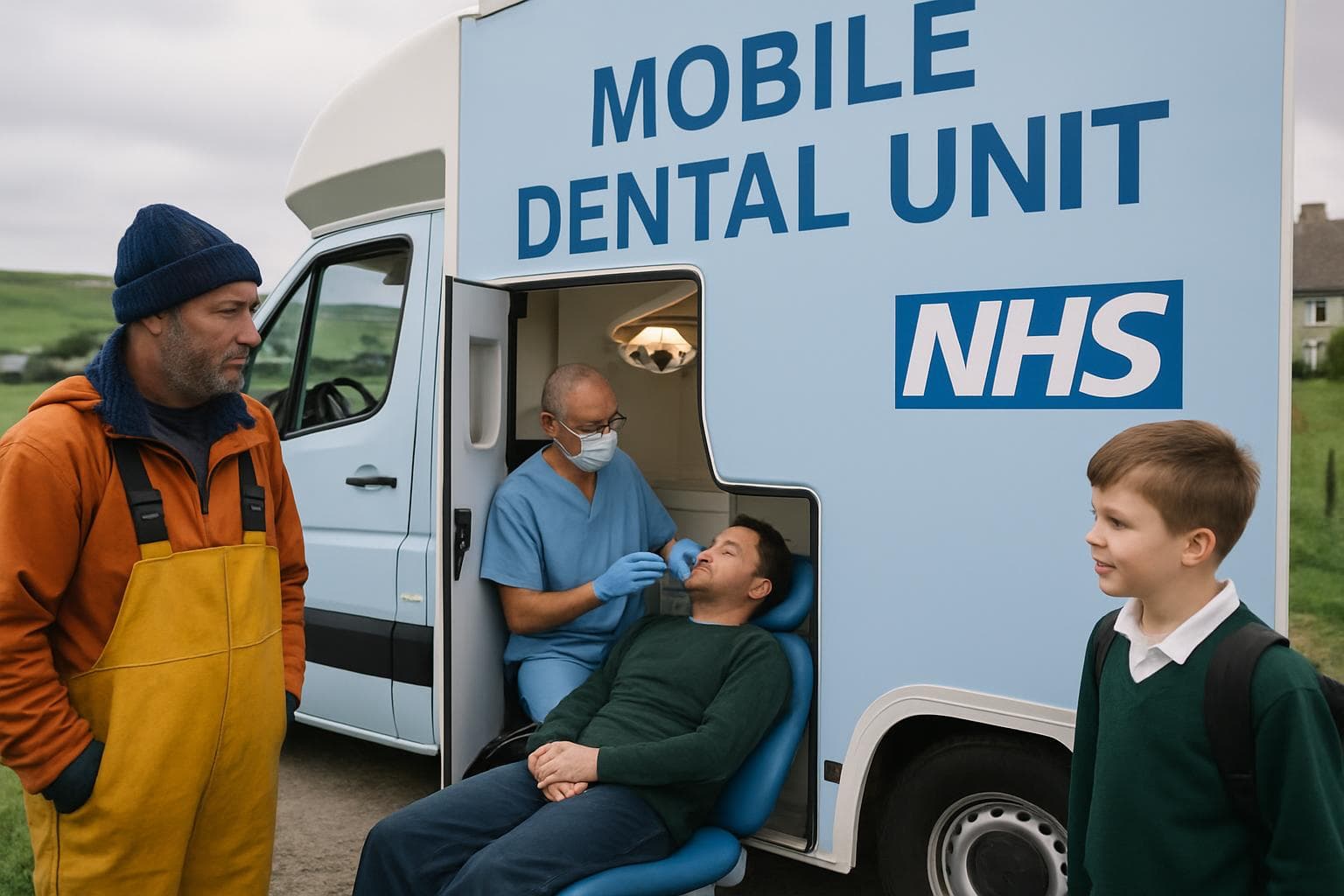 Mobile dental van offering services in rural England
