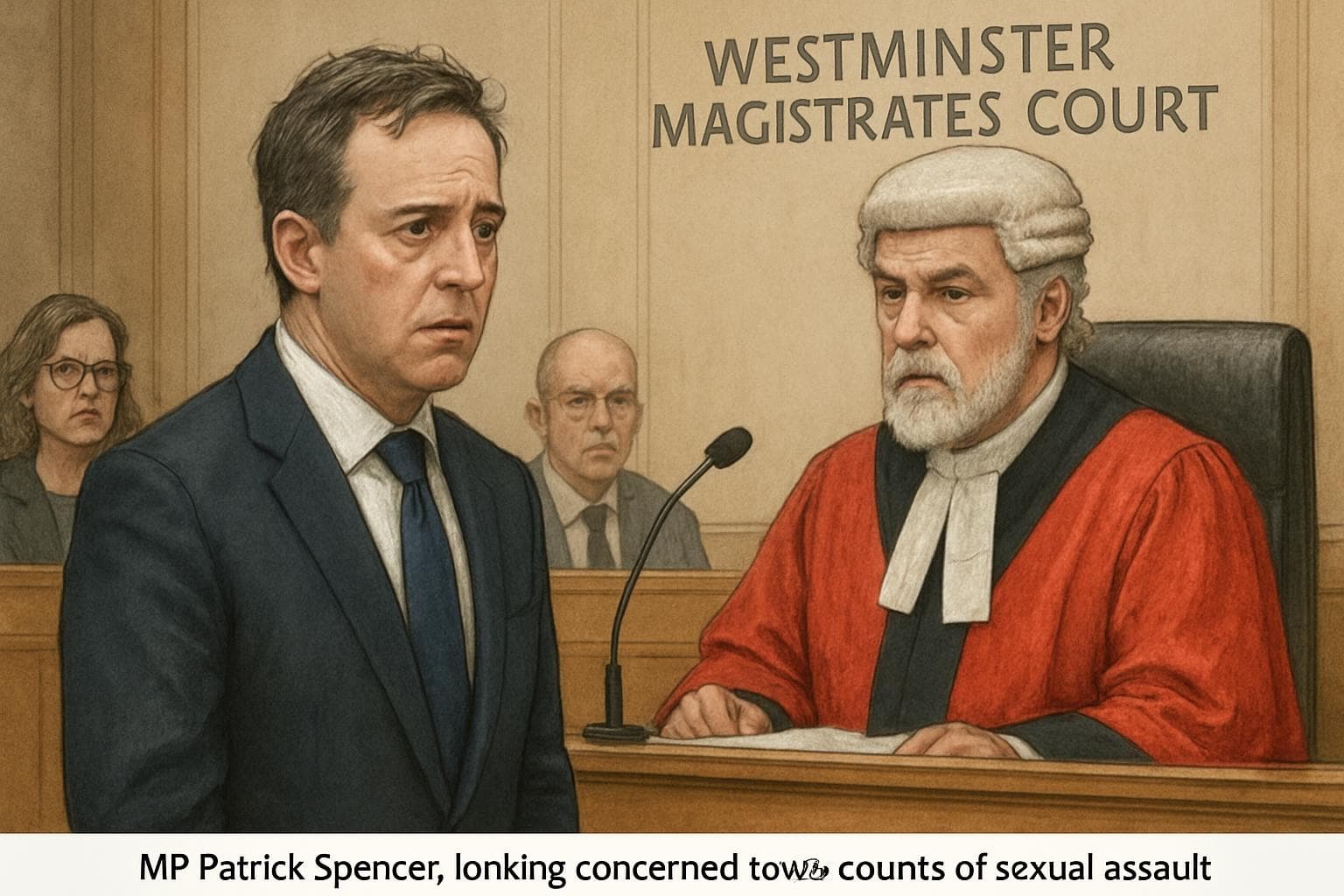 MP Patrick Spencer in court denying sexual assault charges