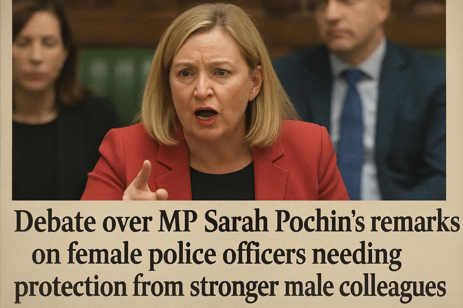 MP Sarah Pochin speaking at a press conference