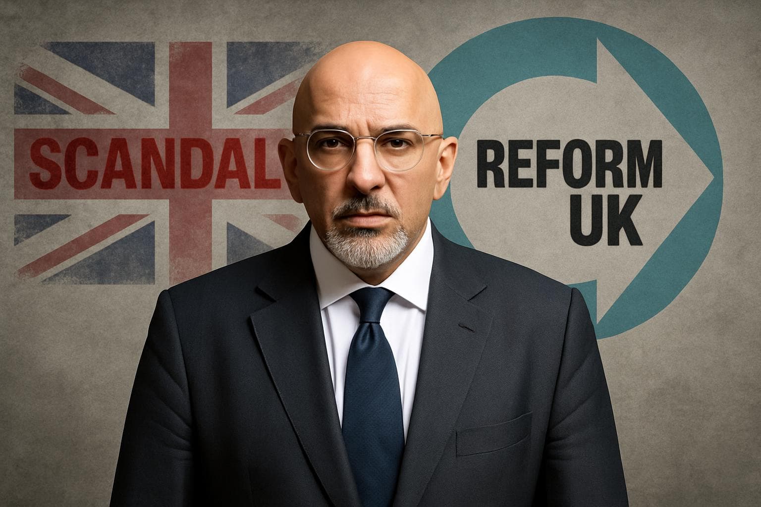 Nadhim Zahawi standing against a political backdrop