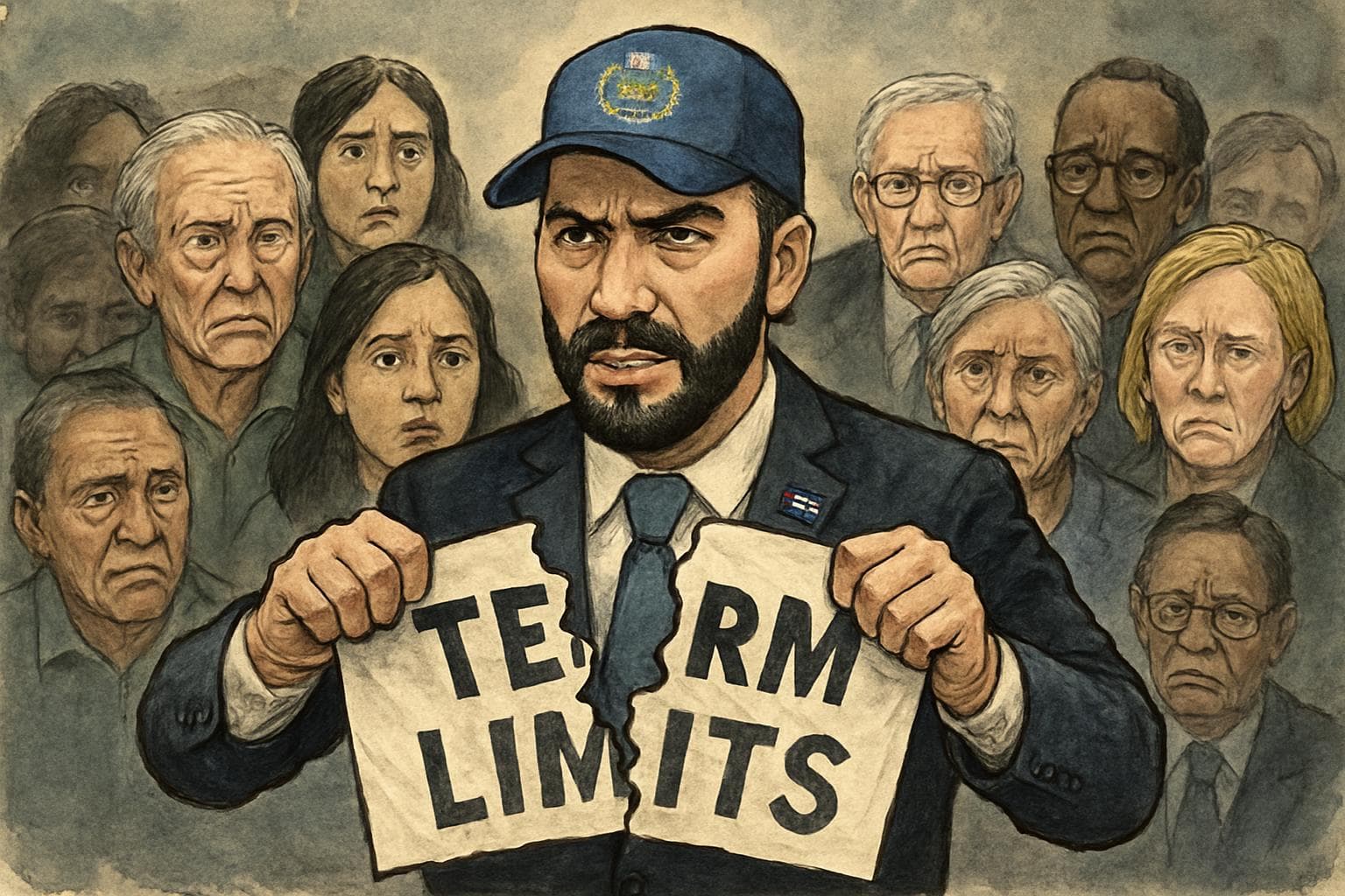 President Nayib Bukele with citizens and observers around him