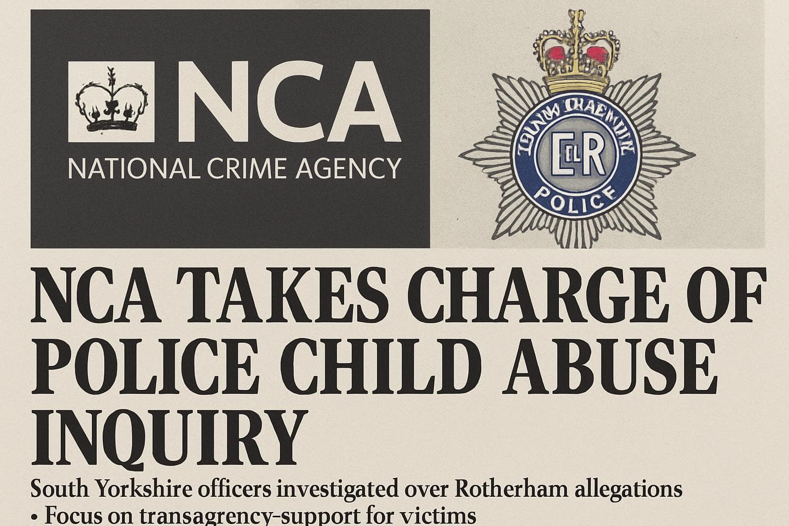 National Crime Agency logo with South Yorkshire Police badge