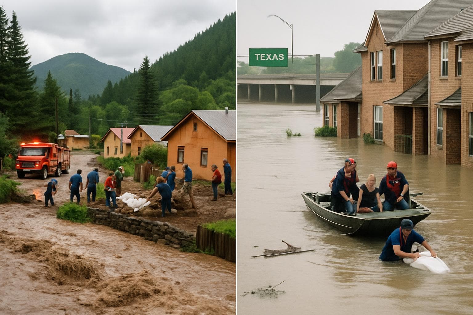 Flood management in New Mexico village and Texas rescue efforts