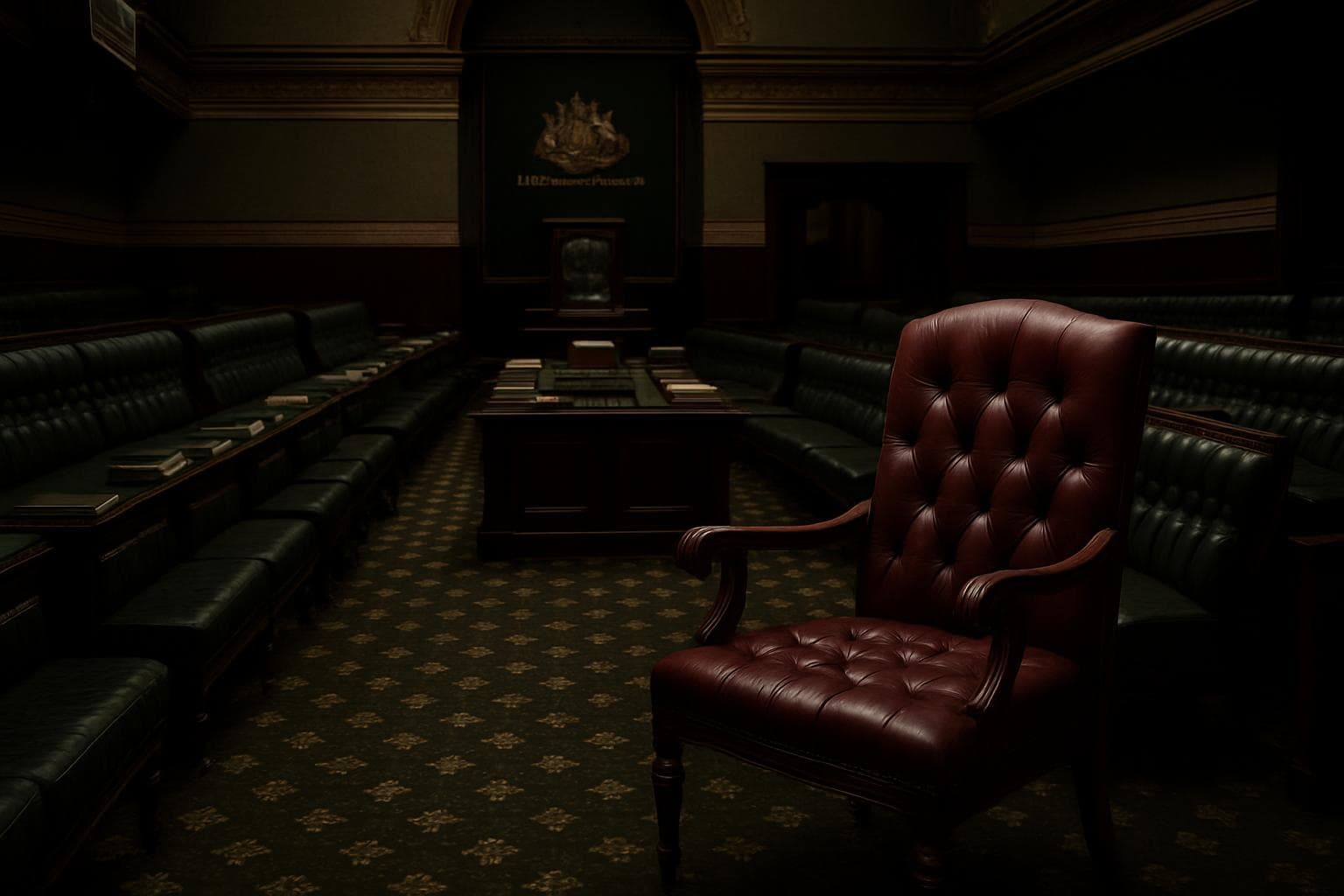 Empty seat in New South Wales parliamentary chamber