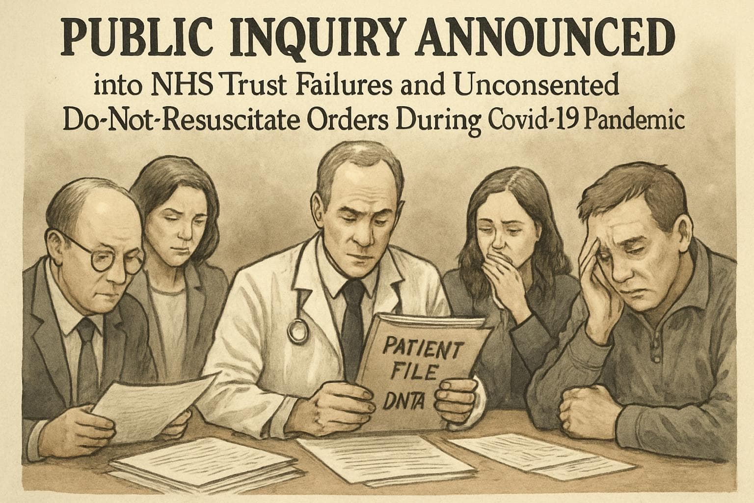 Investigators reviewing documents with distressed family members